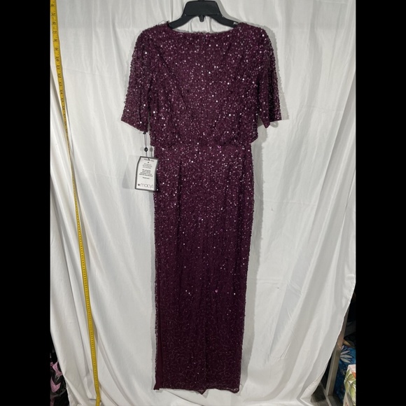 NWT Adrianna Papell Blouson Sequin Gown in‎ Cassis [SZ 2 ] - Picture 6 of 12